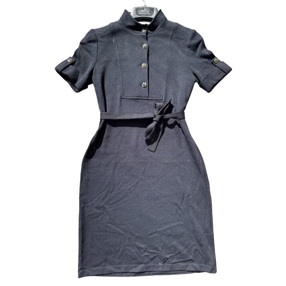 Women’s St. John Collection Black Short Sleeve Santana Knit Shirt Dress Size 6